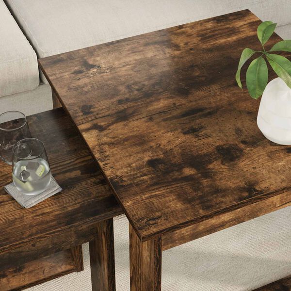vidaXL Koffietafel Set 2 pcs Gerookt eiken Bewerkt hout