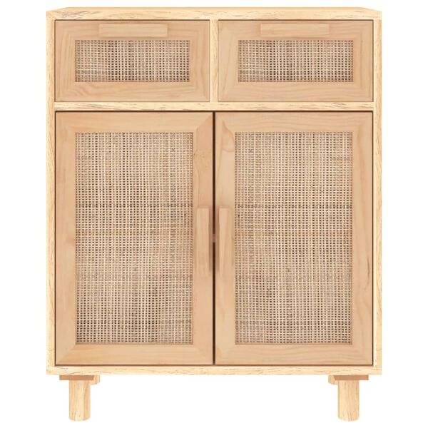 vidaXL Dressoir 60x30x75 cm massief grenenhout en rattan bruin