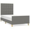 vidaXL Bedframe met hoofdeinde stof donkergrijs 90x190 cm
