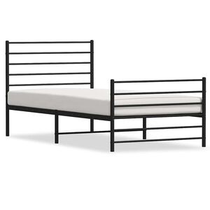 vidaXL Bedframe met hoofd- en voeteneinde metaal zwart 100x190 cm