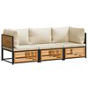 vidaXL 3-delige Loungeset met kussens massief acaciahout