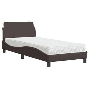 vidaXL Bed met matras "Dover" stof donkerbruin 90x190 cm