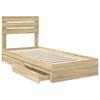 vidaXL Opslag bed met hoofdeinde Sonoma Eiken 90 x 190 cm Bewerkt hout