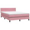 vidaXL Boxspring met matras en LED fluweel roze 160x220 cm