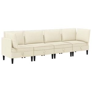vidaXL Woonkamer Meubelset 4 pcs Cr&egrave;mekleurig Stof