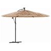 vidaXL Parasol met LED's en stalen paal 290x290x238 cm bruin