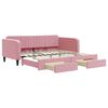 vidaXL Slaapbank met onderschuifbed en lades 100x200 cm fluweel roze