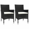 vidaXL Tuinstoelen met kussens 2 st. zwart poly rattan