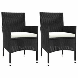 vidaXL Tuinstoelen met kussens 2 st. zwart poly rattan