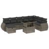 vidaXL 9-delige Loungeset met kussens poly rattan grijs