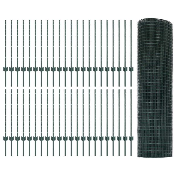 vidaXL Hek met Paal Groen 0,8 x 100 m Staal en PVC