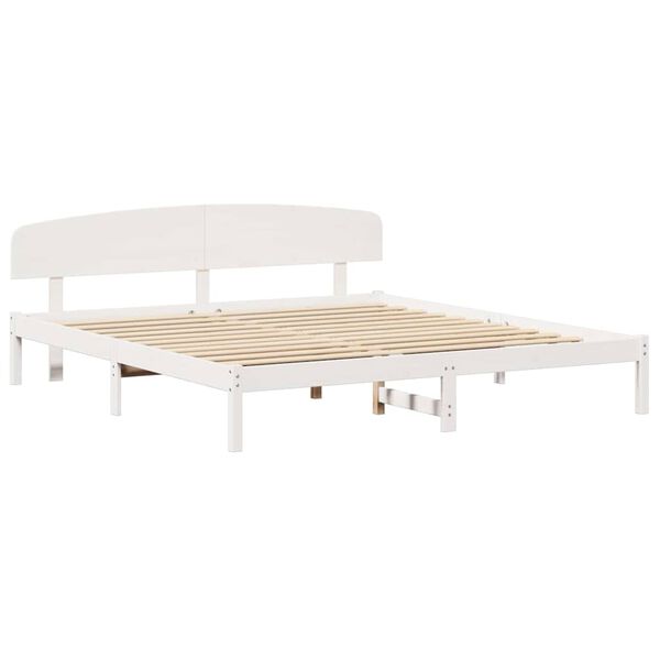vidaXL Bedframe met hoofdeinde Wit 200 x 200 cm Massief grenenhout
