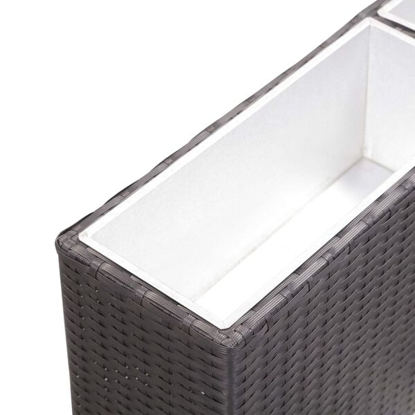 vidaXL Plantenbak verhoogd met 2 potten 90x20x40 cm poly rattan zwart