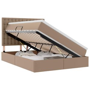vidaXL Opslag bed met matras Cappuccino 140 x 190 cm Nep Leer