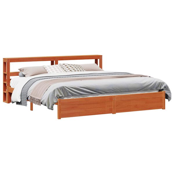vidaXL Bedframe met hoofdeinde Wasbruin 200 x 200 cm Massief Vurenhout