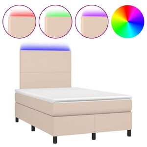 vidaXL Boxspring met matras en LED kunstleer cappuccinokleur 120x190cm