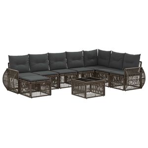 vidaXL Tuinbankenset 9 st Grijs en Donkergrijs poly rattan
