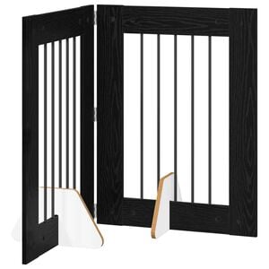 vidaXL Opvouwbaar hondenhek met standaards 2 pcs Zwart eiken 120,5 cm