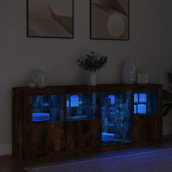 vidaXL Dressoir met LED-verlichting 164x37x67 cm gerookt eikenkleurig