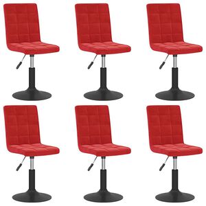 vidaXL Eetkamerstoelen draaibaar 6 st fluweel wijnrood