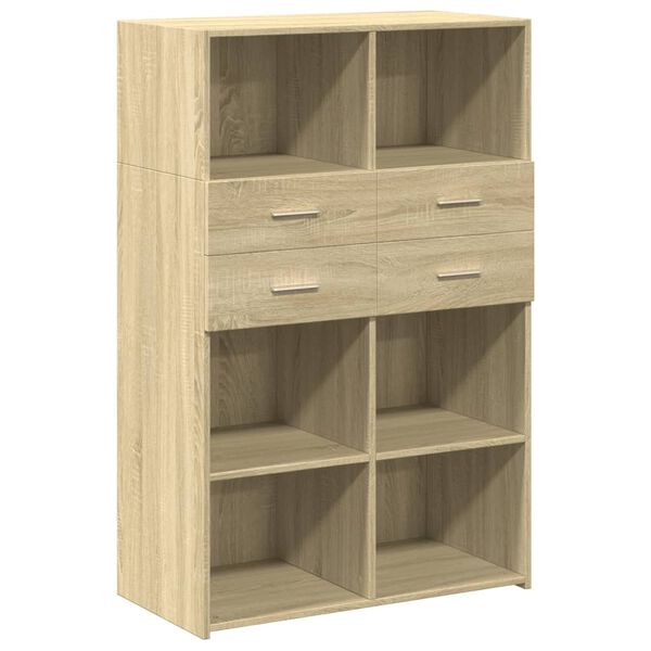 vidaXL Hoge kast 80x42,5x124 cm bewerkt hout sonoma eikenkleurig