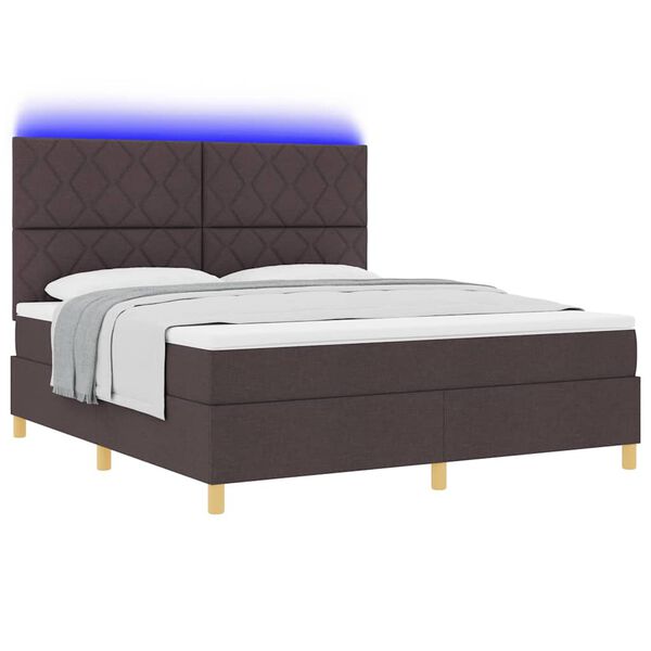 vidaXL LED Box Spring Bed met matras Donkerbruin 180 x 200 cm Stof