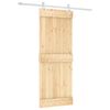 vidaXL Schuifdeur Natuurlijk en Wit 80 x 210 cm Massief Grenenhout