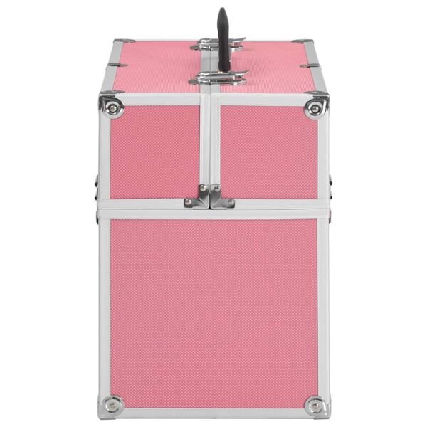 vidaXL Make-up koffer 38x23x34 cm aluminium roze