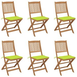 vidaXL Opklapbare stoelen (6 stuks) met kussens, gemaakt van massief acaciahout
