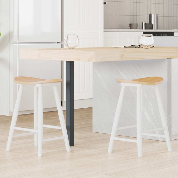 vidaXL Eettafelstoelen 2 pcs Wit 46 x 37 x 63 cm Massief Rubberhout