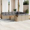 vidaXL 12-delige Loungeset met kussens poly rattan gemengd beige