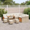 vidaXL Tuinbankenset met kussen 14 pcs Beige en Cr&egrave;me poly rattan