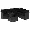 vidaXL 7-delige Loungeset met kussens poly rattan zwart