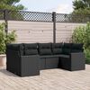 vidaXL 6-delige Loungeset met kussens poly rattan zwart