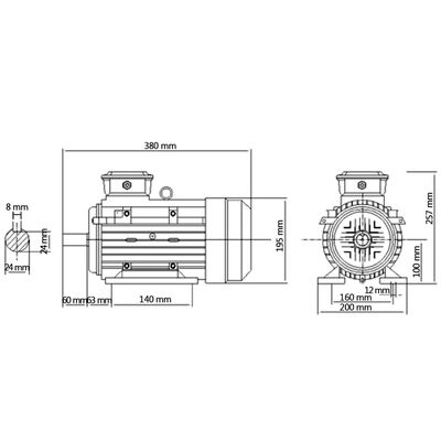 vidaXL Elektromotor 3 fase 3 kW/4 pk 2-polig 2840 rpm aluminium
