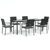 vidaXL 7-delige Tuinset met kussens poly rattan en staal