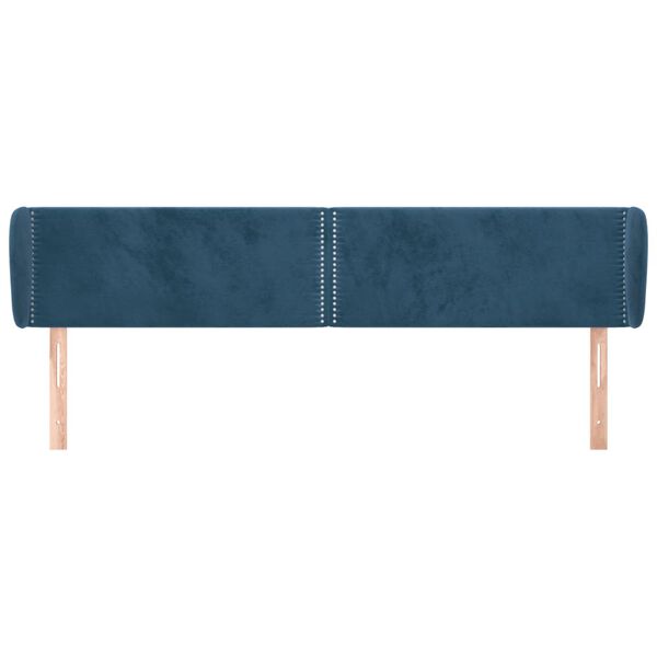 vidaXL Hoofdbord met randen 163x23x78/88 cm fluweel donkerblauw