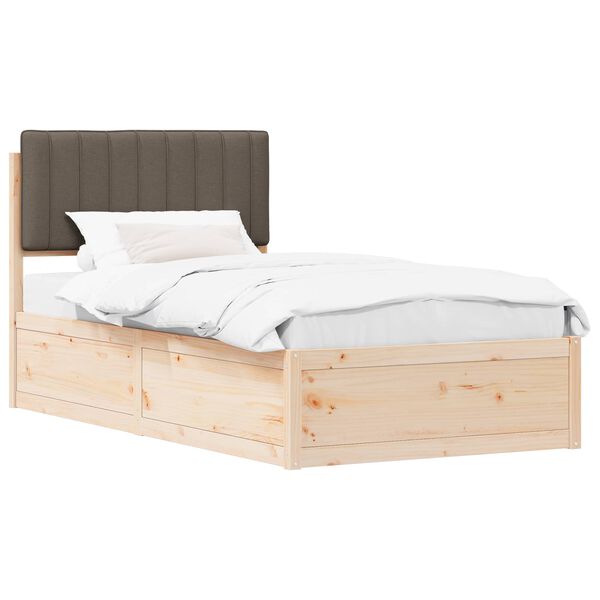 vidaXL Bedframe met Gevoerd Hoofdgedeelte Taupe 100 x 200 cm