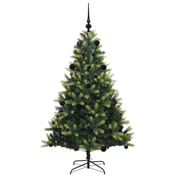 vidaXL Kunstkerstboom met scharnier 150 LEDs Groen 150 cm PVC en PE