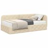 vidaXL Hoekbedframe met matras met hoofdeinde Cr&egrave;me 100 x 200 cm Stof
