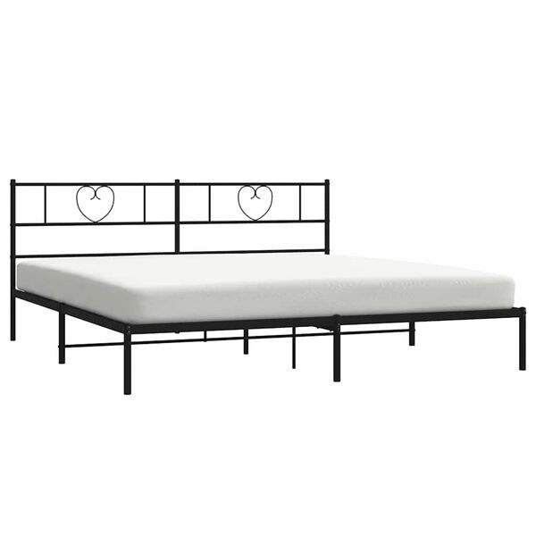 vidaXL Bedframe met hoofdbord metaal zwart 180x200 cm