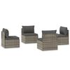 vidaXL Tuinmiddenbanken 4 st 57x57x56 cm poly rattan grijs