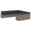 vidaXL 11-delige Loungeset met kussens poly rattan grijs