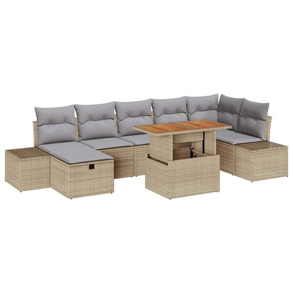vidaXL Tuin Sofa Set 8 pcs Beige poly rattan