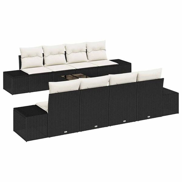 vidaXL Tuin Sofa Set met kussen 8 pcs Zwart en Crème poly rattan