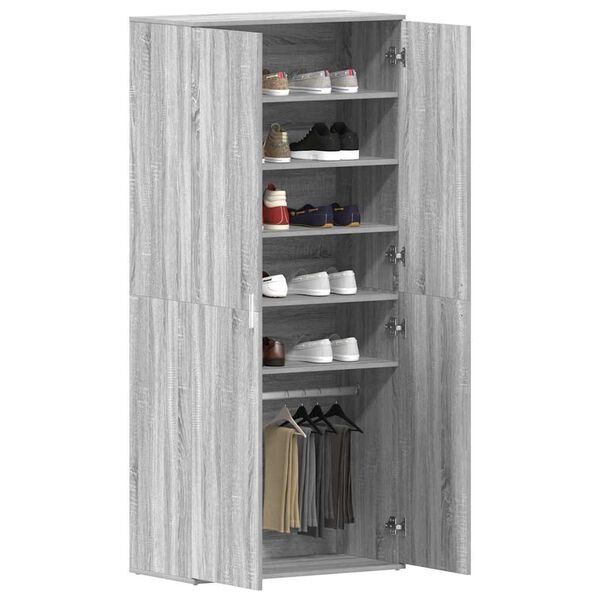 vidaXL Schoenenkast Grijs Sonoma 80 x 39 x 178 cm Bewerkt hout