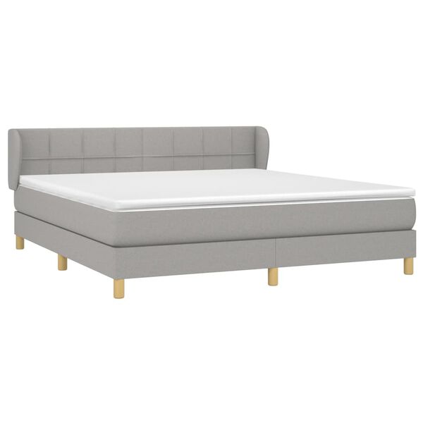 vidaXL Boxspring met matras stof lichtgrijs 180x200 cm
