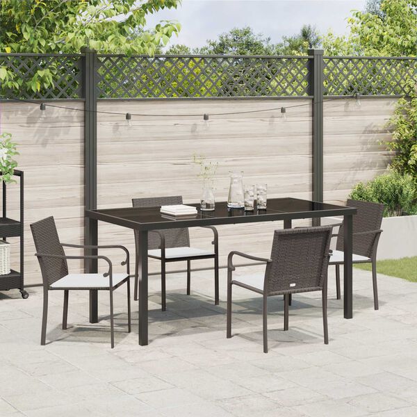 vidaXL Tuin eettafelset 5 pcs Bruin en zwart PE Rattan