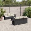 vidaXL 7-delige Loungeset met kussens poly rattan zwart