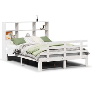 vidaXL Bed met boekenkast zonder matras grenenhout wit 120x190 cm